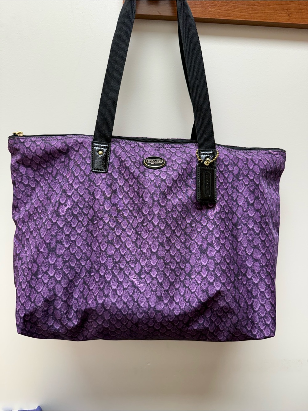 COACH Getaway Signature Purple Nylon Large Packable Weekender Bag